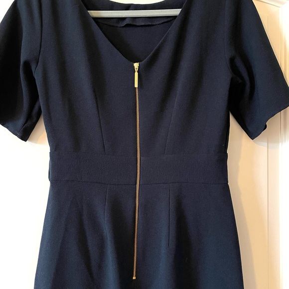 ASOS Closet London tie waist gathered pencil midi dress in navy - Picture 8 of 11